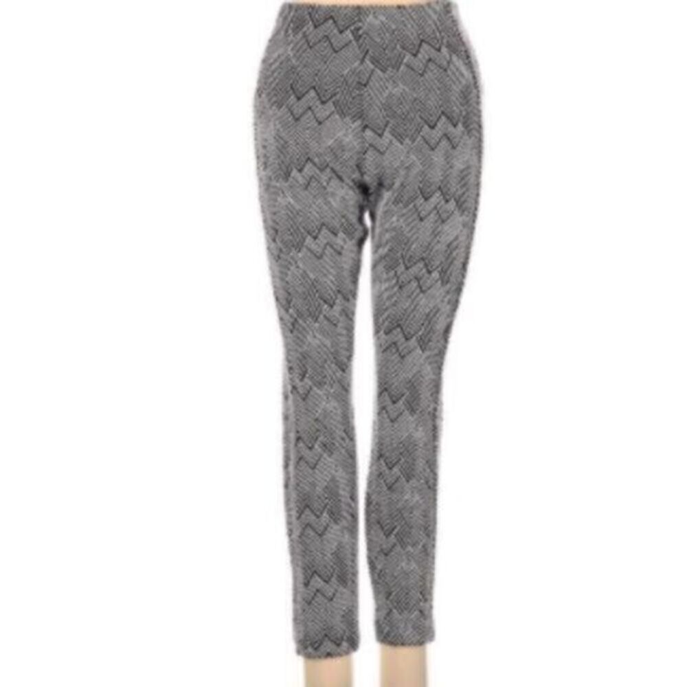 Lysse Black White Chevron Pull On Stretch pants size medium